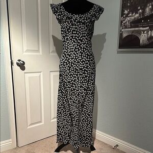 Floral Black and White Women's Dress
